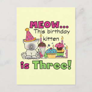 3. Kitten Geburtstag T - Shirt und Geschenke Postkarte