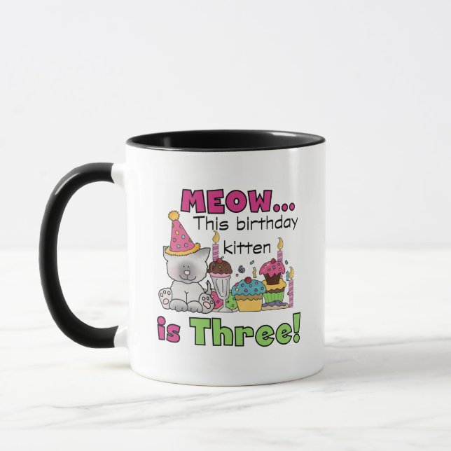 3. Kitten Geburtstag T - Shirt und Geschenke Tasse (Links)
