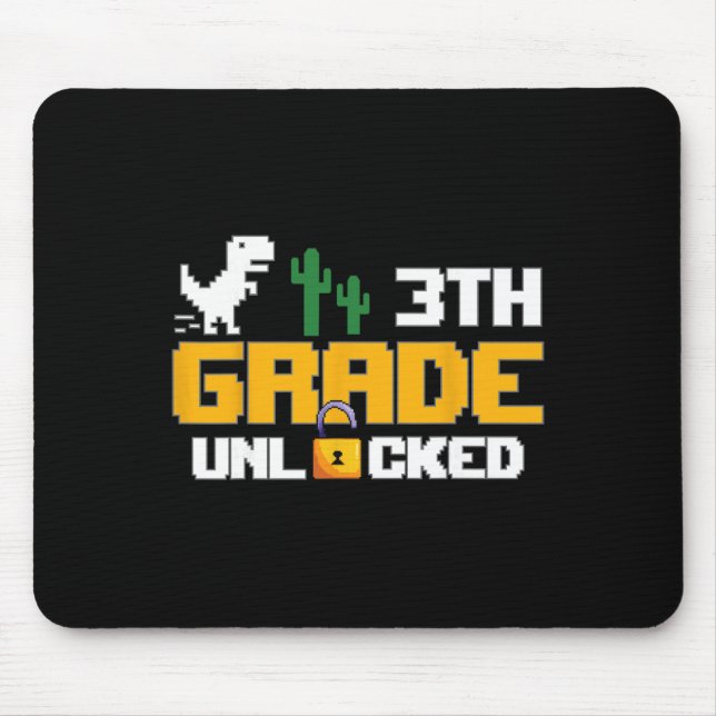 3. Klasse freigeschaltetes lustiges Dinosaurier-Vi Mousepad (Vorne)