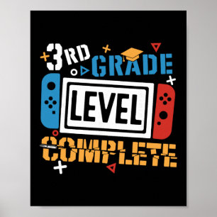 3. Klasse Level komplett letzter Schultag Gamer Poster