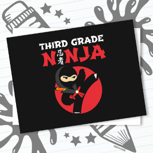 3. Klasse Ninja Kick ersten Tag zurück zur Schule Postkarte