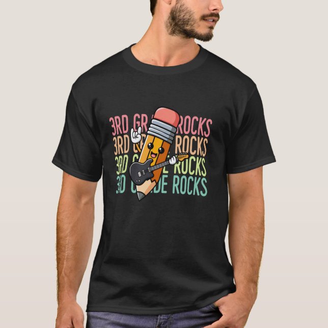 3. Klasse Rocks Lehrer-Team Third Grade Vibes Squ T-Shirt (Vorderseite)