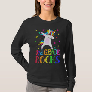 3. Klasse Rocks Unicorn Dab Zurück zur Schule Lehr T-Shirt