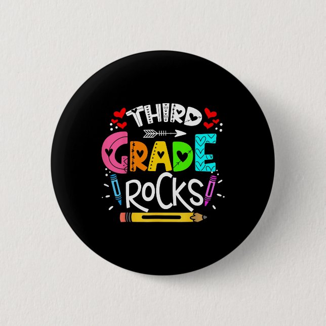 3. Klasse rockt dritte Klasse Rock Ck Zur Schule  Button (Vorderseite)
