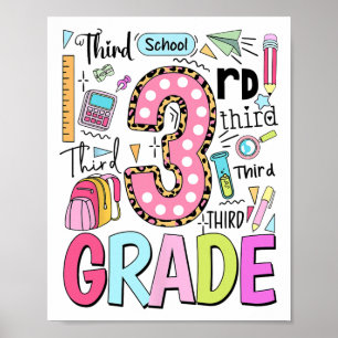 3. Klasse Süße Typografie Punkte Zurück zur Schule Poster