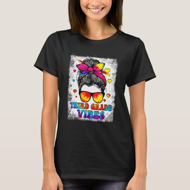 3. Klasse Vibes Messy Buck Back to School Kids Gir T-Shirt (Vorderseite)