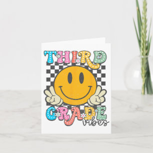 3. Klasse Vibes Retro Lächeln Gesicht Lehrer Kinde Karte