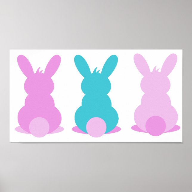 3 kleine bunnies in pastellfarbenen poster (Vorne)
