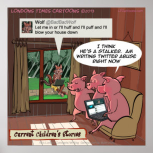 3 kleine Social Media versierte Schweine lustig Poster