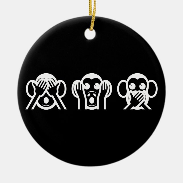 3 kluge Affen Emoji Keramik Ornament (Vorne)