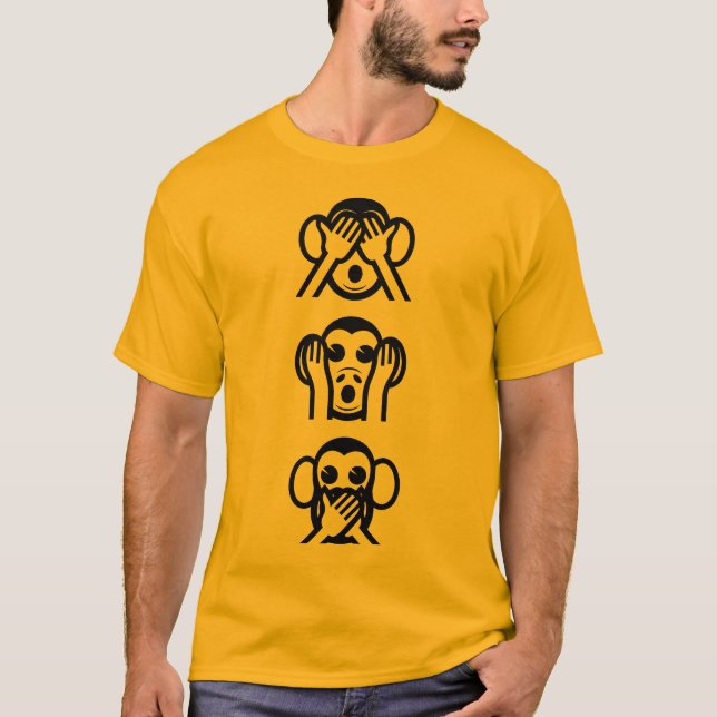 3 kluge Affen Emoji T-Shirt (Vorderseite)