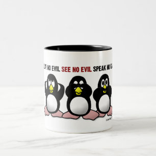3 kluge Pinguine Zweifarbige Tasse