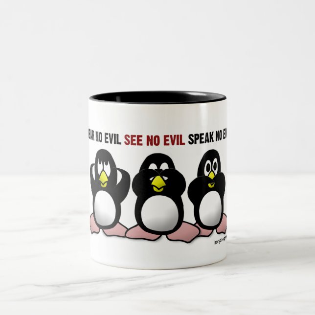 3 kluge Pinguine Zweifarbige Tasse (Mittel)