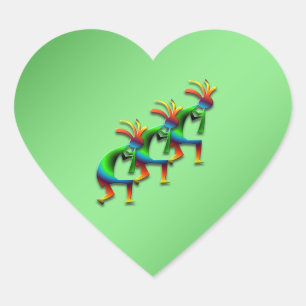 3 Kokopelli #29 Herz-Aufkleber