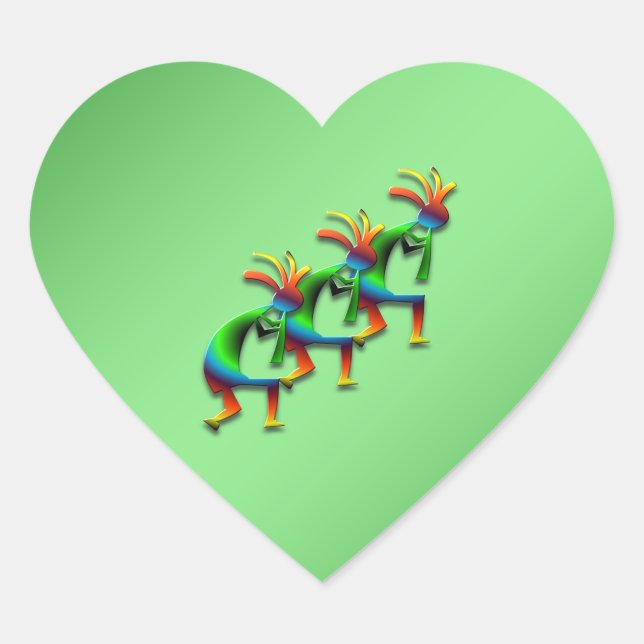 3 Kokopelli #29 Herz-Aufkleber (Vorderseite)