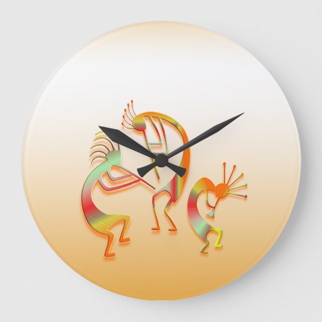 3 Kokopelli #51a Große Wanduhr (Vorderseite)