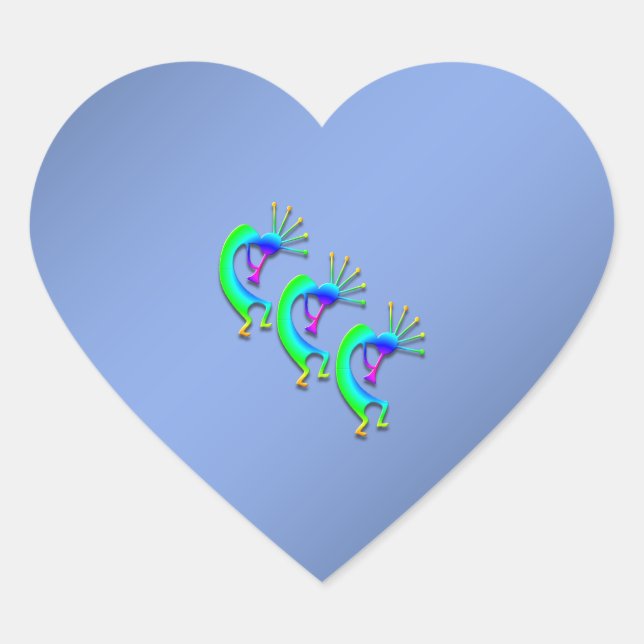 3 Kokopelli #86 Herz-Aufkleber (Vorderseite)