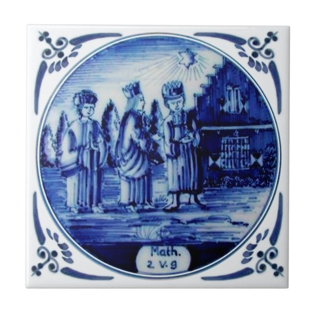 3 Könige nach Star (Matthew 2:9) Repro Delft Fliese (Vorderseite)