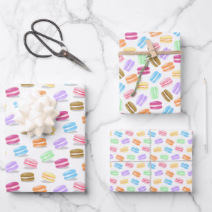 3 Koordinationsmuster farbige Makaronen Geschenkpapier Set