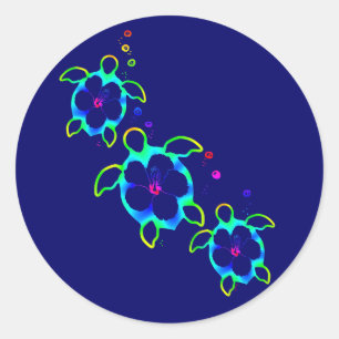 3 Krawatte Dyed Honu Turtles Runder Aufkleber