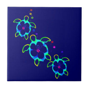 3 Krawatte gefärbte Honu Schildkröten Fliese