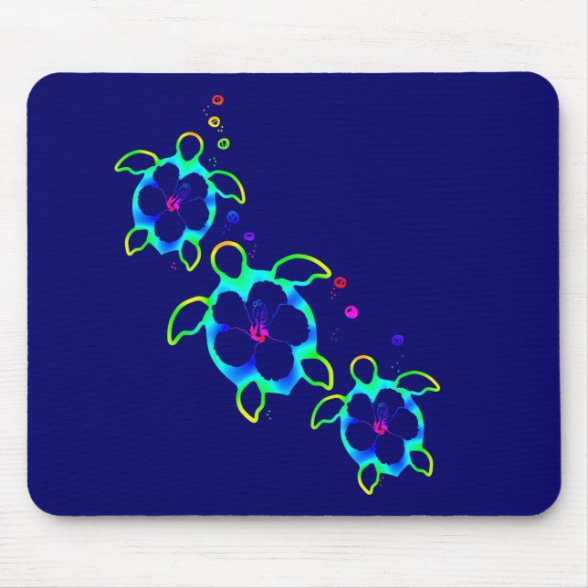 3 Krawatte gefärbte Honu Schildkröten Mousepad (Vorne)