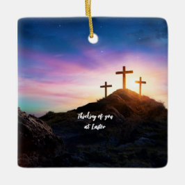 3 Kreuze denken an euch zu Ostern. bearbeitbar Keramikornament