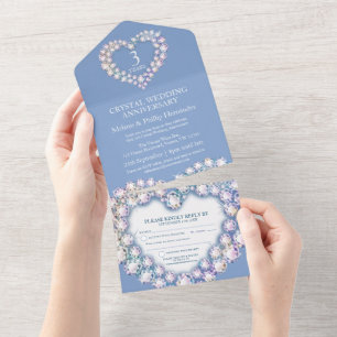 3. Kristallene Hochzeit lichtblau All In One Einladung