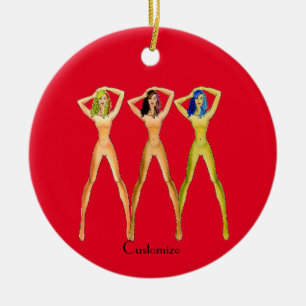 3 langbeinige Damen Stehend Thunder_Cove Keramik Ornament