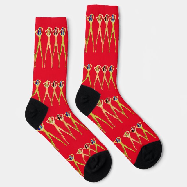 3 langbeinige Damen Stehend Thunder_Cove Socken (Rechts)