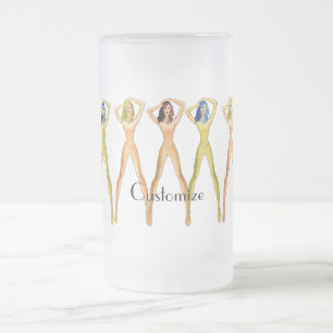 3 langbeinige Ladys Stehend Thunder_Cove Mattglas Bierglas