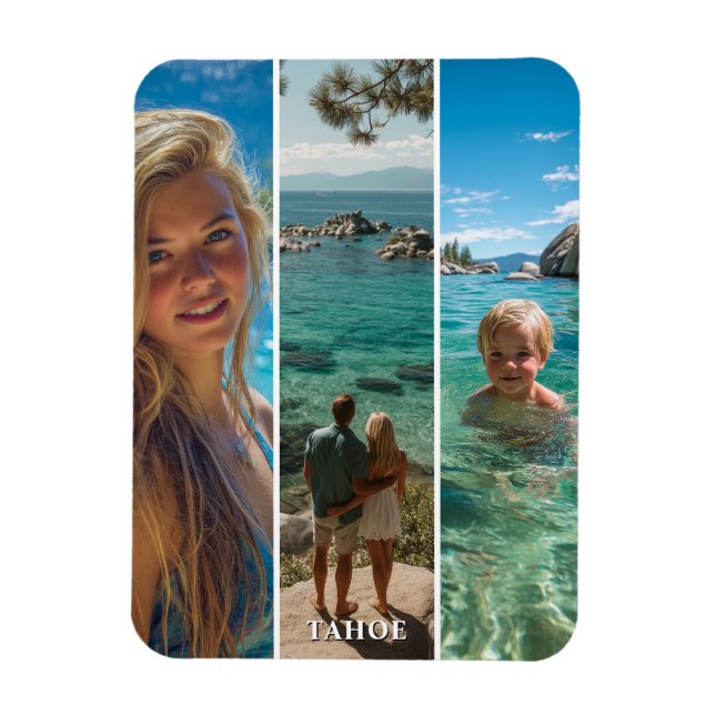 3 lange vertikale Streifen Boho Foto Magnet (Vertikal)