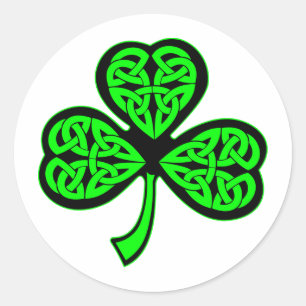 3 Leaf Celtic Clover Kleeblatt Runder Aufkleber