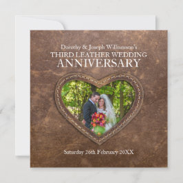 3. Lederhochzeit Braun Herz Einladung