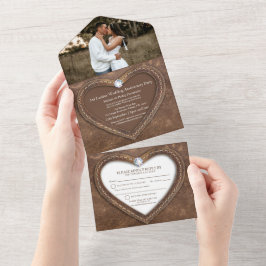 3. Lederhochzeit ohne Umschlag Foto All In One Einladung