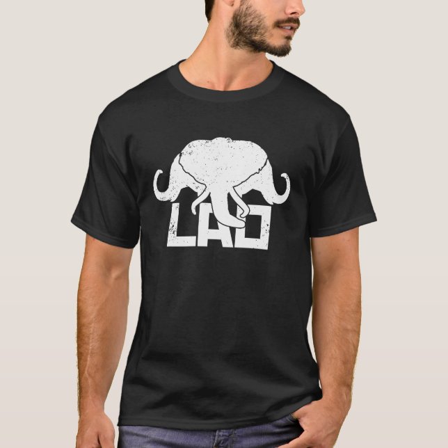 3 Leiter Elephant LAO Original Königreich Laos Fla T-Shirt (Vorderseite)
