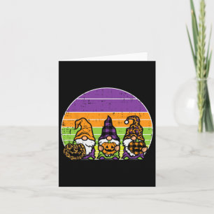 3 Leopard Kariert Gnomes Pumpkin Retro Halloween C Karte