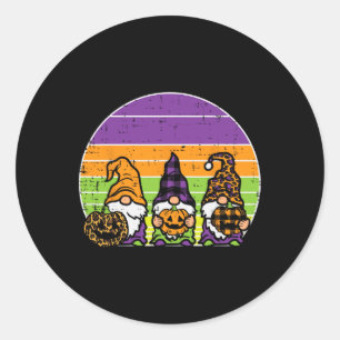3 Leopard Kariert Gnomes Pumpkin Retro Halloween C Runder Aufkleber