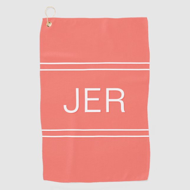 3 Letter Initials Mit Monogramm Coral Golfer's Bes Golfhandtuch (Vorderseite)