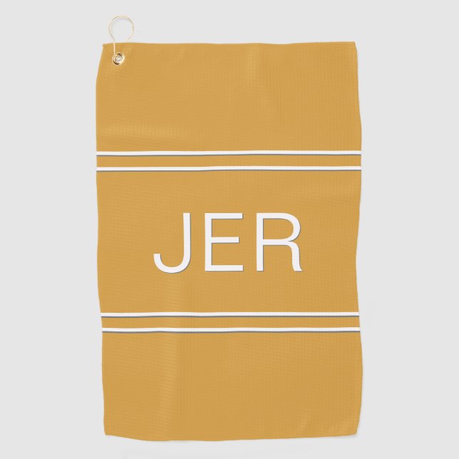 3 Letter Initials Monogram Yellow Golfer's Best Golfhandtuch (Vorderseite)