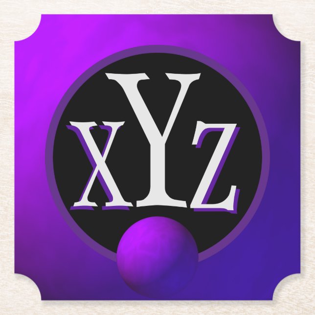 3 Letter Mit Monogramm Deep Lila Metallic Untersetzer (Vorderseite)