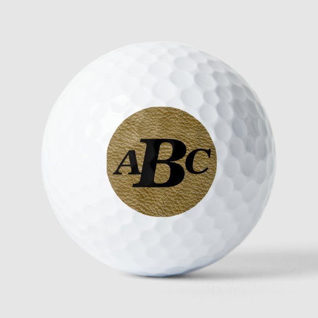 3 Letter Monogram Initial Beige Brown Leather Look Golfball (Vorderseite)