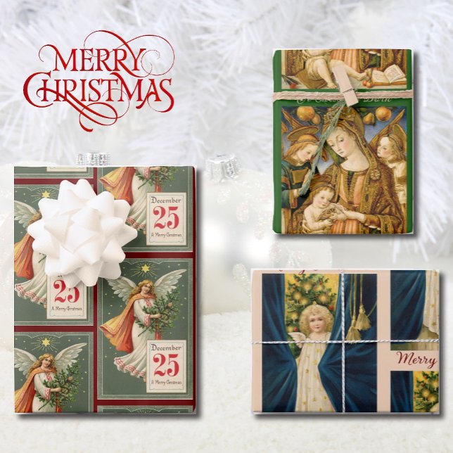 3 Lieblicher Weihnachtsgel Geschenkpapier Set (Von Creator hochgeladen)