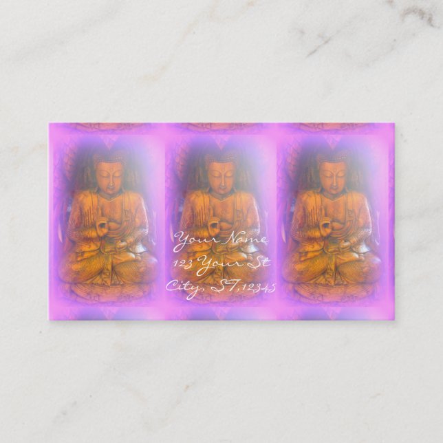 3 lila Aura Buddhas Visitenkarte (Vorderseite)