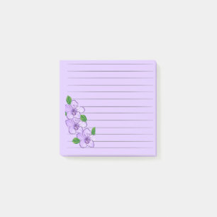 3 lila Blumen Post-it Klebezettel