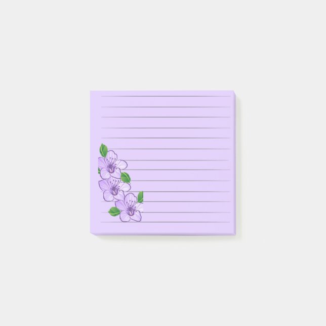 3 lila Blumen  Post-it Klebezettel (Vorderseite)