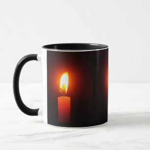 3 LIT RED CANDLES AUF KAFFEE-TASSE TASSE