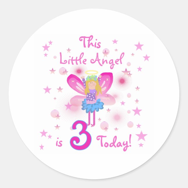 3. Little Angel Birthday Runder Aufkleber (Vorderseite)