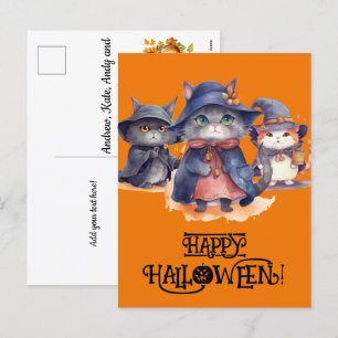 3 Little Cat Wiches - Happy Halloween Feiertagspostkarte
