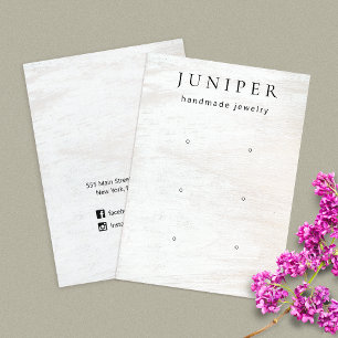 3 Loch White Wood Juwelier Display Business Card Visitenkarte